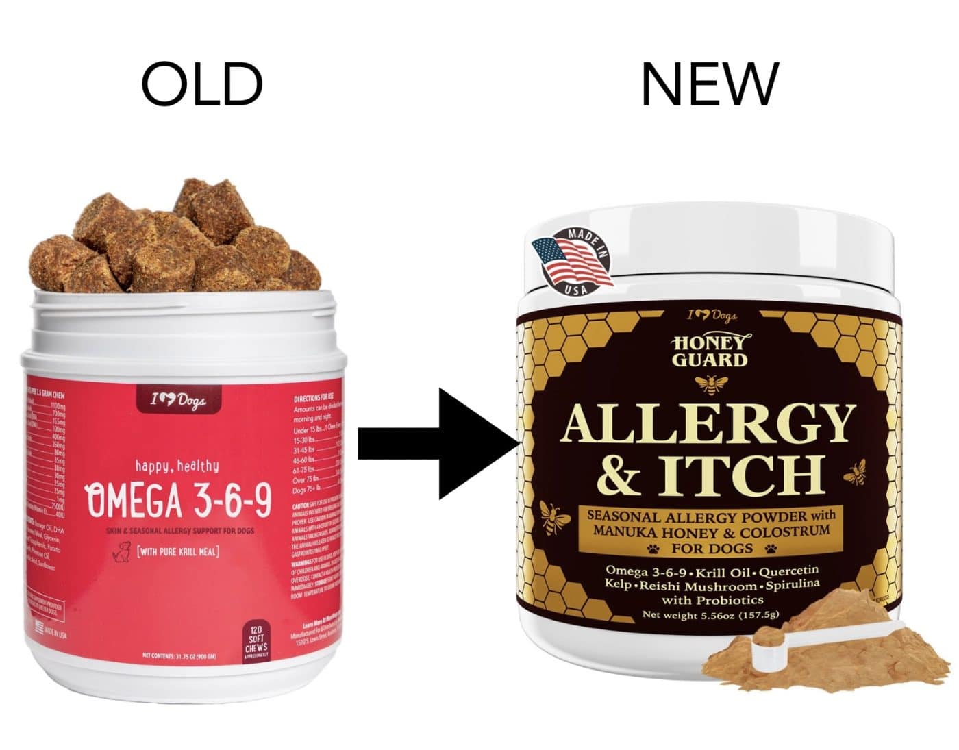 Discontinued- Omega 3-6-9 Select Grain Free Skin & Coat Chews : NEW IMPROVED Honey Guard Skin & Coat Solution